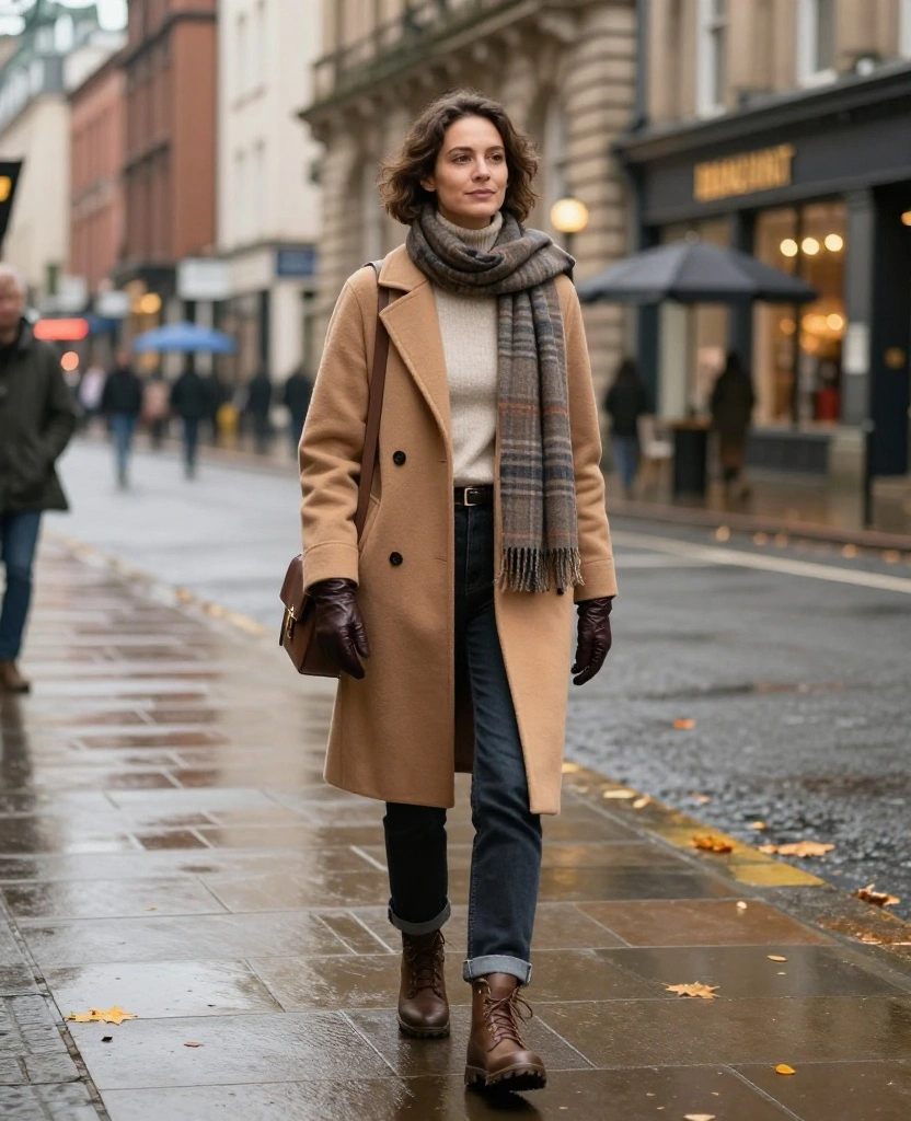 13 Cozy Belfast Travel Outfits for November That Are Made for All-Day Exploring! 8 What to Wear in Belfast in November 13 Cozy Belfast Travel Outfits for November That Are Made for All-Day Exploring! - 2. The Classic Wool Coat with a Plaid Scarf 1