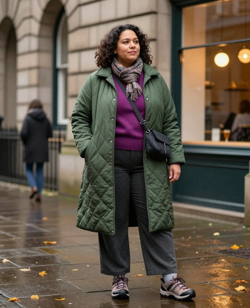 13 Cozy Belfast Travel Outfits for November That Are Made for All-Day Exploring! 45 What to Wear in Belfast in November 13 Cozy Belfast Travel Outfits for November That Are Made for All-Day Exploring! - 7. The Relaxed Plus-Size Layered Look 1