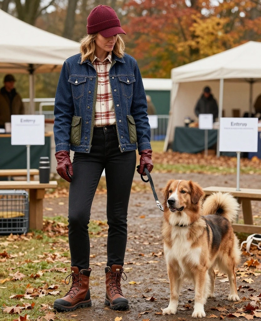 13 Cozy November Dog Show Outfits That Prove Warm Layers Can Still Look Fabulous! 75 what to wear to the National Dog Show in November 13 Cozy November Dog Show Outfits That Prove Warm Layers Can Still Look Fabulous! - 11. Denim Chore Jacket with a Quilted Vest 1