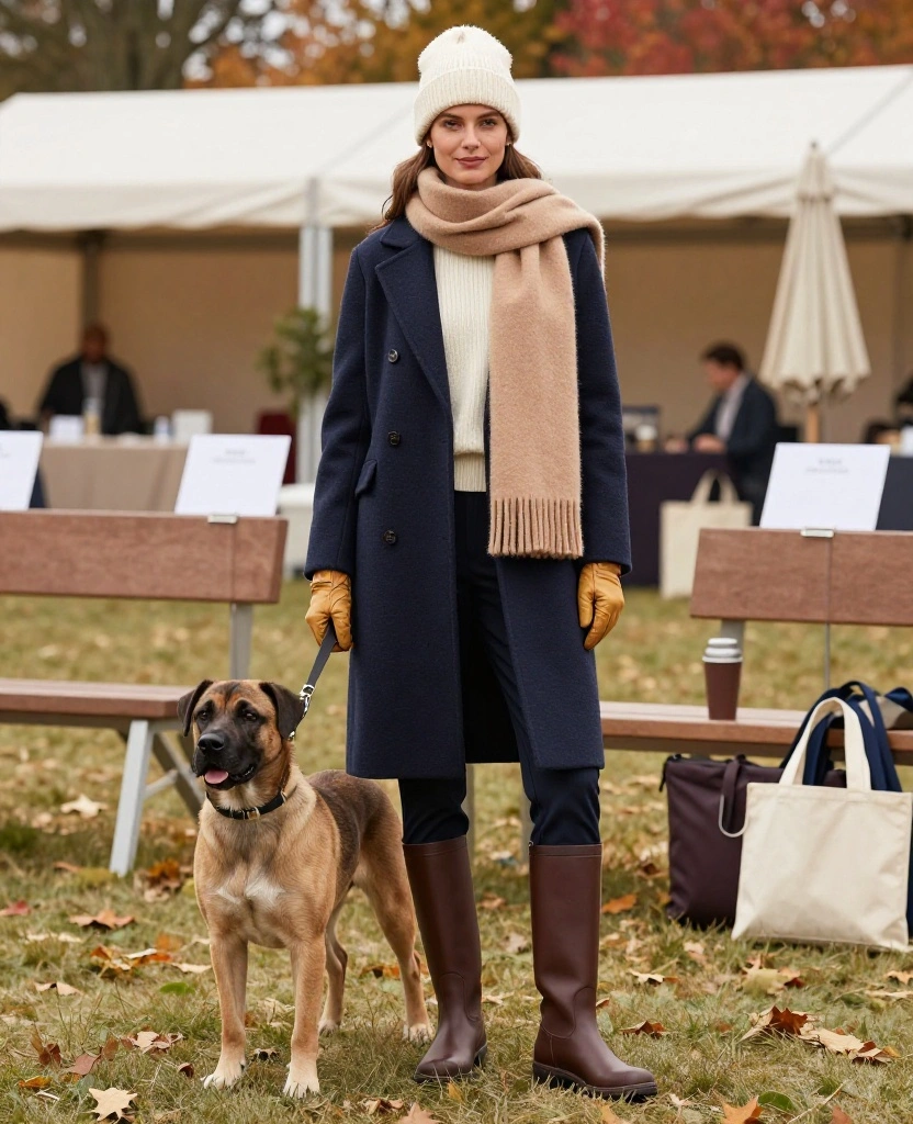 13 Cozy November Dog Show Outfits That Prove Warm Layers Can Still Look Fabulous! 36 what to wear to the National Dog Show in November 13 Cozy November Dog Show Outfits That Prove Warm Layers Can Still Look Fabulous! - 6. Cream-on-Cream Layers with a Navy Wool Coat 1