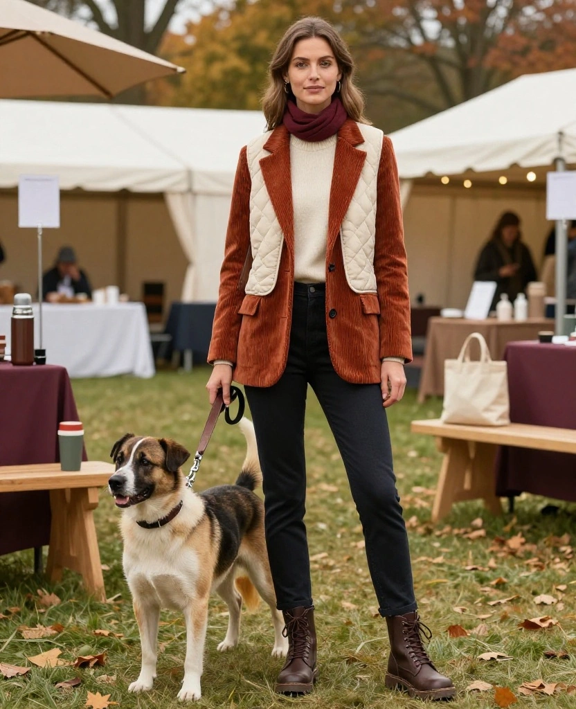 13 Cozy November Dog Show Outfits That Prove Warm Layers Can Still Look Fabulous! 45 what to wear to the National Dog Show in November 13 Cozy November Dog Show Outfits That Prove Warm Layers Can Still Look Fabulous! - 7. Corduroy Blazer over a Thermal Base 1