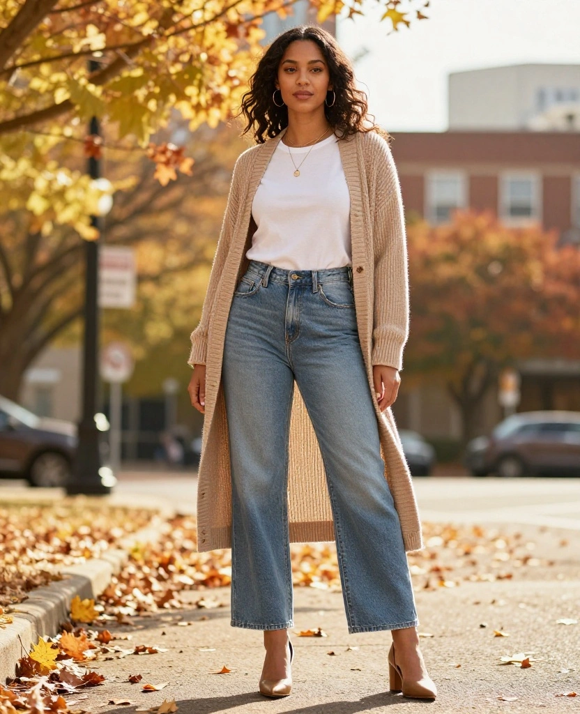 13 Cozy Outfit Ideas for Lovin' the Memphis Vibe in November (You’ll Want to Try #8!) 86 What to Wear in Memphis in November 13 Cozy Outfit Ideas for Lovin' the Memphis Vibe in November (You’ll Want to Try #8!) - 13. Casual Jumpsuit with a Cardigan 1