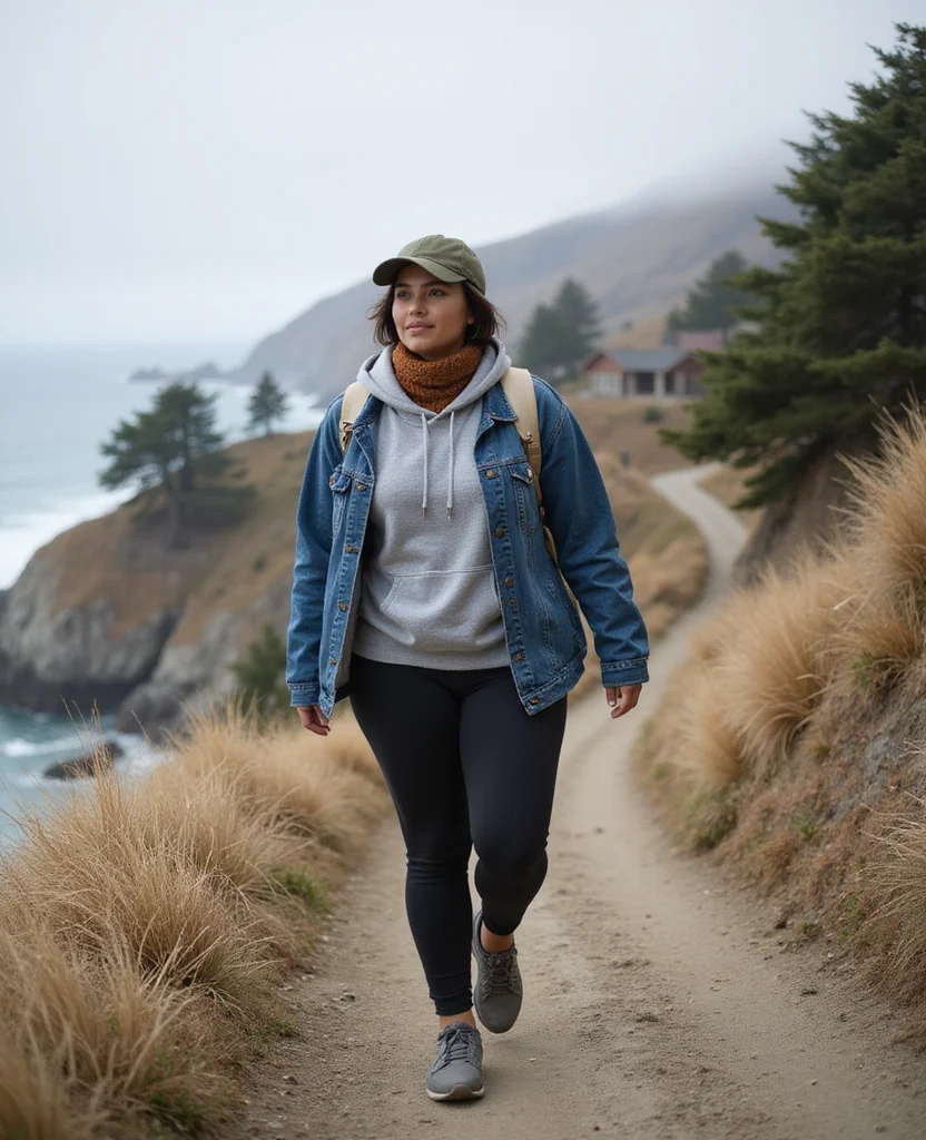 13 Effortlessly Stylish Big Sur Outfits for November That Nail the California Coastal Look 27 what to wear in Big Sur in November 13 Effortlessly Stylish Big Sur Outfits for November That Nail the California Coastal Look - 5. Denim Jacket, Hoodie, and Black Leggings 1