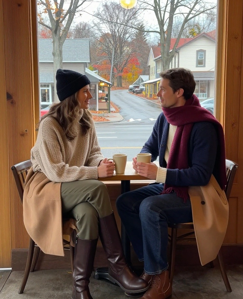 13 Lake George Vacation Outfits for Couples Who Want to Look Amazing in Every Photo 71 What to Wear in Lake George in November 13 Lake George Vacation Outfits for Couples Who Want to Look Amazing in Every Photo - 11. Café-Morning Outfits That Look Cozy but Put Together 1