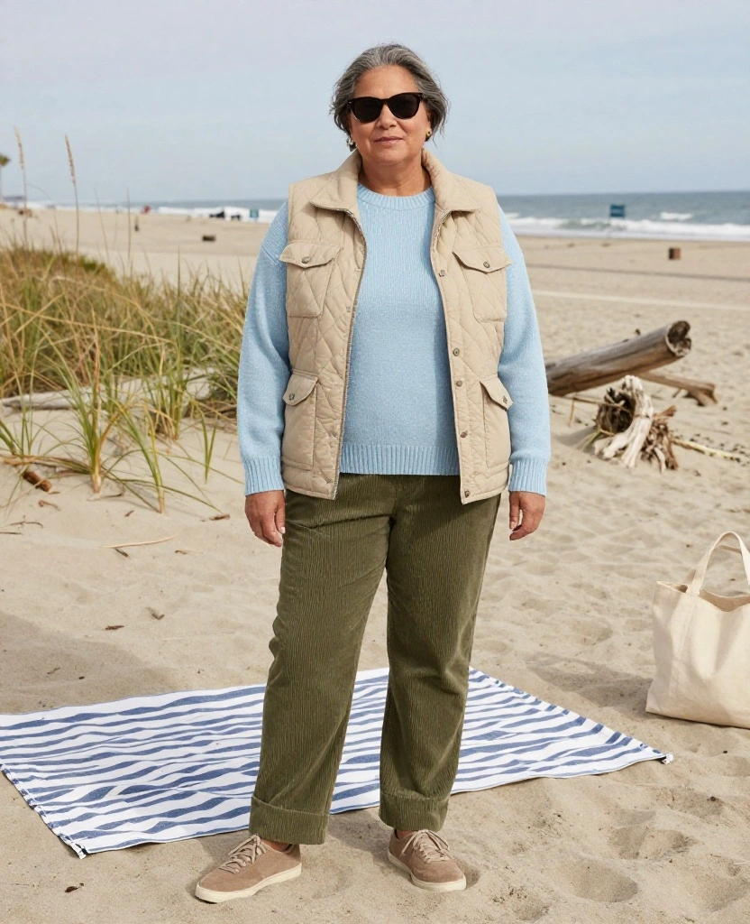 13 Los Angeles Beach Outfits for December That Nail the Breezy California Look! 64 What to Wear in Los Angeles in December 13 Los Angeles Beach Outfits for December That Nail the Breezy California Look! - 10. A Soft Utility Vest over Coastal Knitwear 1