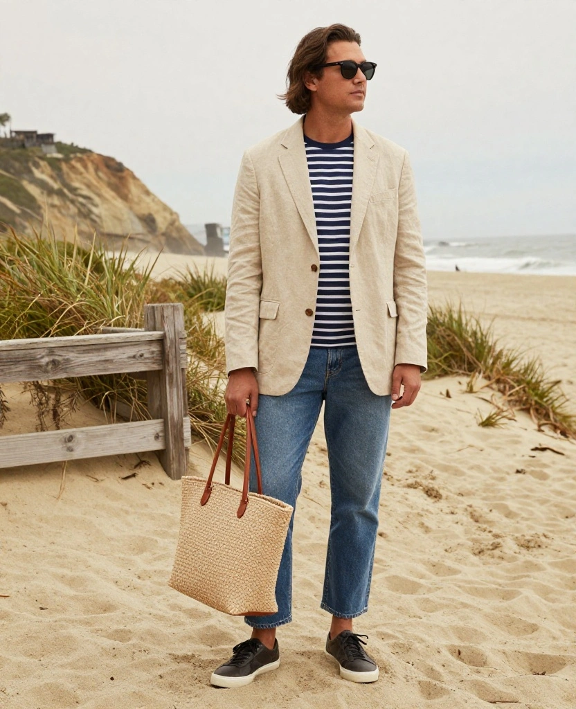 13 Los Angeles Beach Outfits for December That Nail the Breezy California Look! 57 What to Wear in Los Angeles in December 13 Los Angeles Beach Outfits for December That Nail the Breezy California Look! - 9. The Linen-Blend Blazer with Casual Denim 1