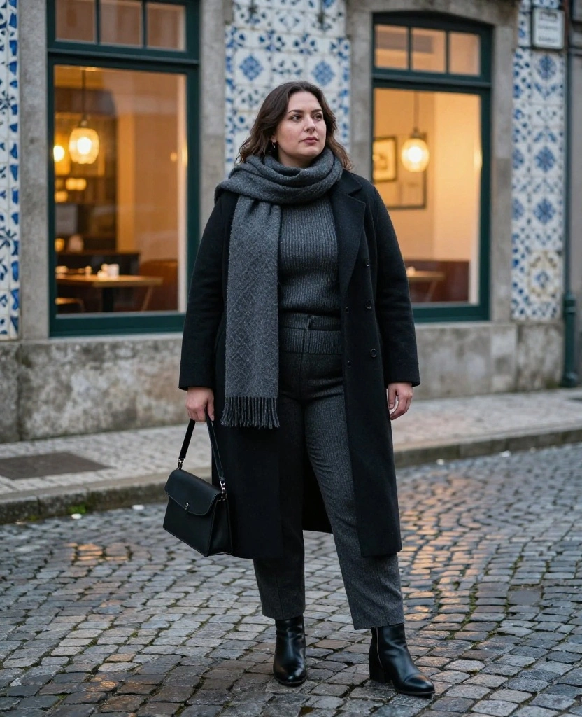 13 Porto Evening Outfits for November That Take You From Wine Bars to Dinner Without Overpacking 52 What to Wear in Porto in November 13 Porto Evening Outfits for November That Take You From Wine Bars to Dinner Without Overpacking - 8. Monochrome Layers Under a Long Wool Coat 1
