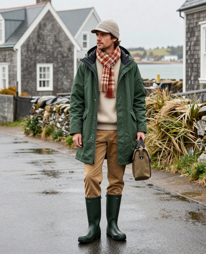 13 Rain-Proof Cape Cod Outfits for November That Keep You Dry Without Looking Boring 20 What to Wear in Cape Cod in November? 13 Rain-Proof Cape Cod Outfits for November That Keep You Dry Without Looking Boring - 4. The Forest-Green Fisherman Parka 1