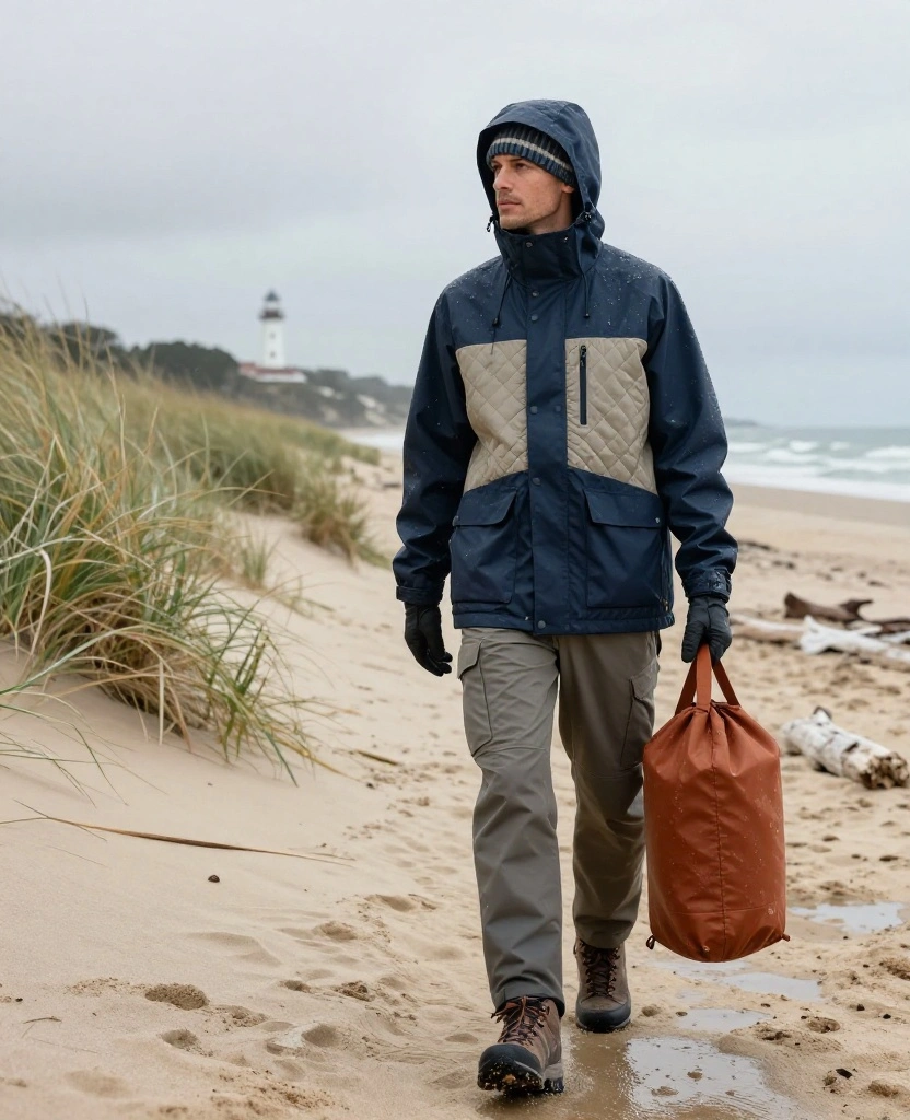 13 Rain-Proof Cape Cod Outfits for November That Keep You Dry Without Looking Boring 46 What to Wear in Cape Cod in November? 13 Rain-Proof Cape Cod Outfits for November That Keep You Dry Without Looking Boring - 8. The Layered Utility Look for Windy Beach Paths 1