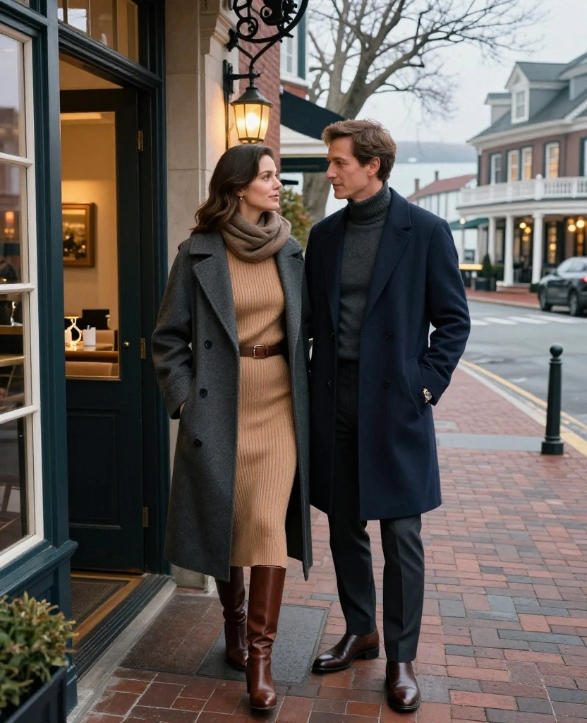 14 Newport Date-Night Outfits for November That Bring Instant Coastal Romance to Your Weekend 83 What to Wear in Newport Rhode Island in November 14 Newport Date-Night Outfits for November That Bring Instant Coastal Romance to Your Weekend - 11. The Sweater Dress and Long Coat Combination 1