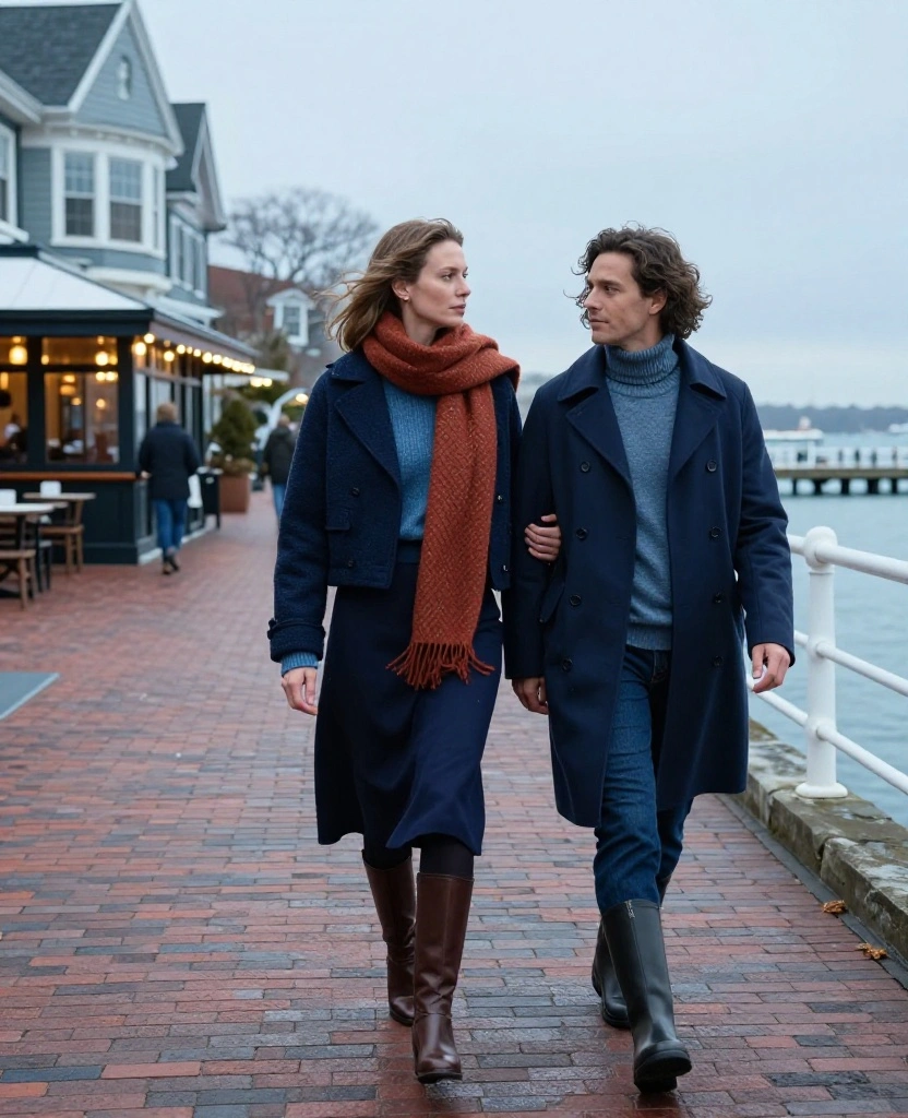 14 Newport Date-Night Outfits for November That Bring Instant Coastal Romance to Your Weekend 30 What to Wear in Newport Rhode Island in November 14 Newport Date-Night Outfits for November That Bring Instant Coastal Romance to Your Weekend - 4. Tonal Navy Layers for a Quiet Blue-Hour Stroll 1