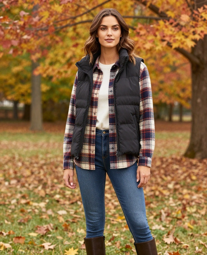 14 Stylish Outfits for November in Cincinnati That Will Keep You Warm and Fabulous! 22 What to Wear in Cincinnati in November 14 Stylish Outfits for November in Cincinnati That Will Keep You Warm and Fabulous! - 4. Flannel Shirt with a Puffer Vest 1