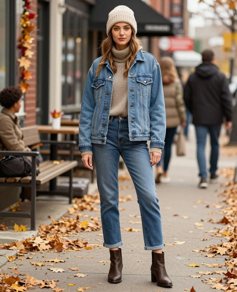 14 Stylish Outfits for November in Cincinnati That Will Keep You Warm and Fabulous! 52 What to Wear in Cincinnati in November 14 Stylish Outfits for November in Cincinnati That Will Keep You Warm and Fabulous! - 8. Denim Jacket with Layered Sweaters 1