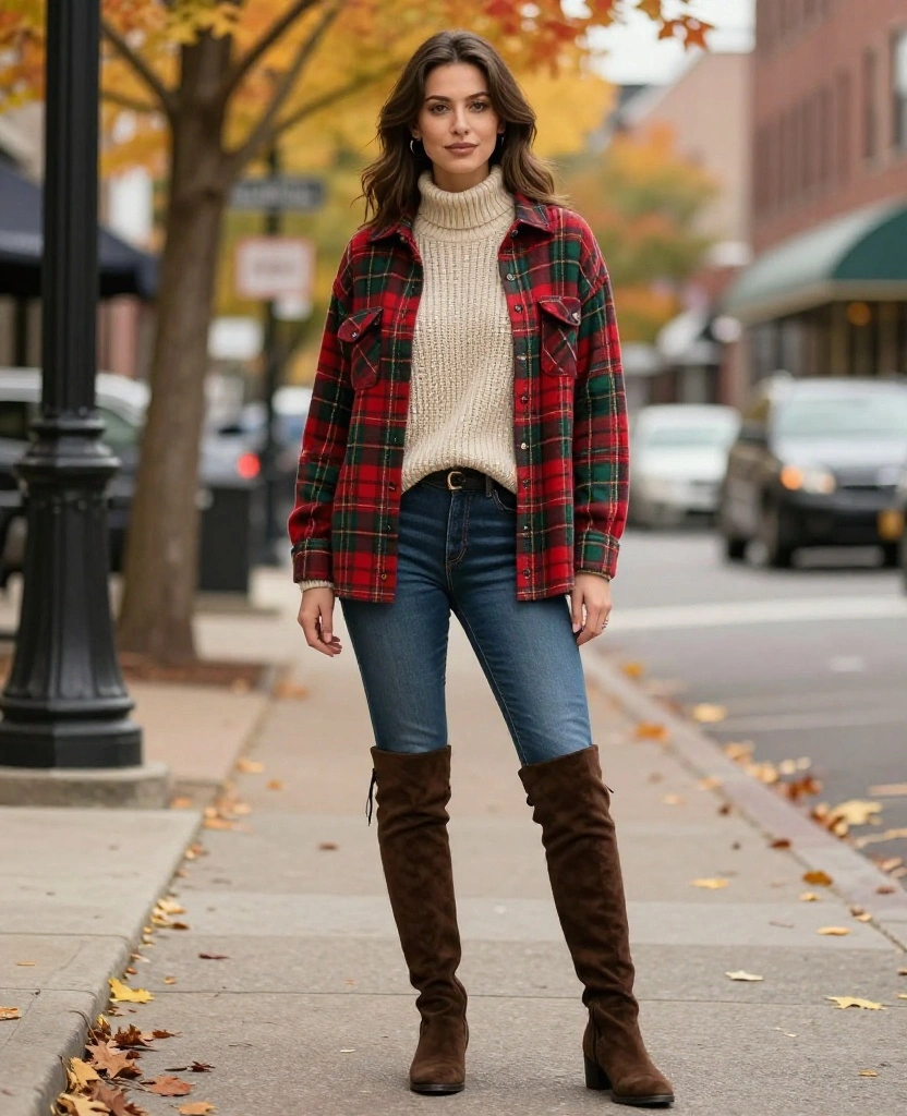 14 Trendy Layering Ideas for November in Indianapolis (You’ll Adore #6!) 8 What to Wear in Indianapolis in November 14 Trendy Layering Ideas for November in Indianapolis (You’ll Adore #6!) - 2. Layered Flannel with a Chunky Knit 1