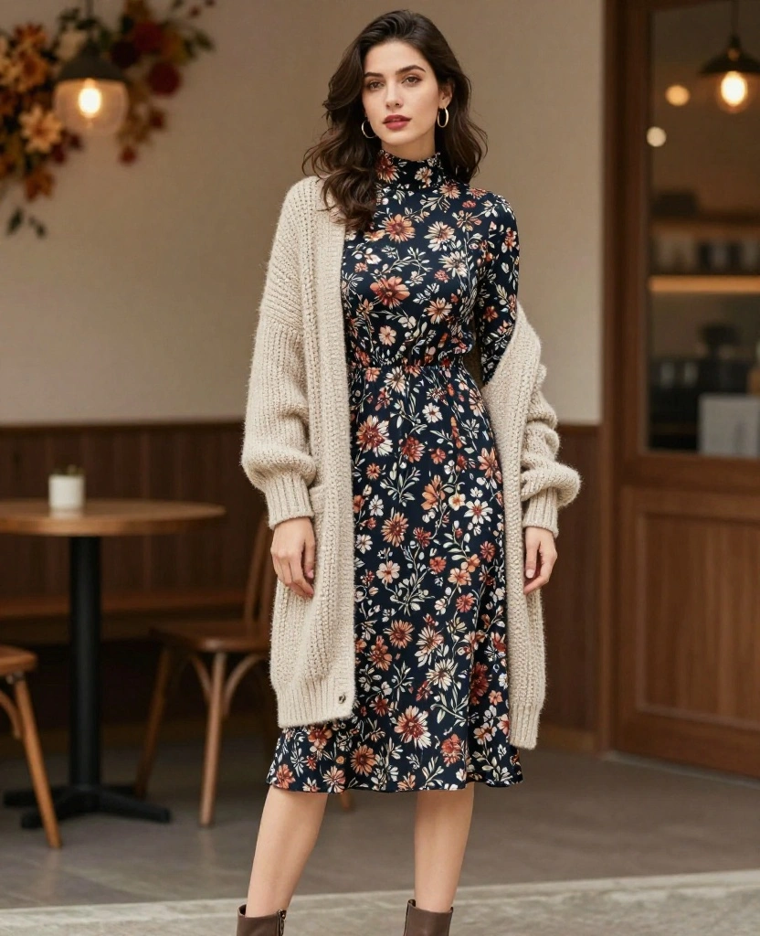 14 Trendy Layering Ideas for November in Indianapolis (You’ll Adore #6!) 41 What to Wear in Indianapolis in November 14 Trendy Layering Ideas for November in Indianapolis (You’ll Adore #6!) - 7. Chic Midi Dress with Layers 1