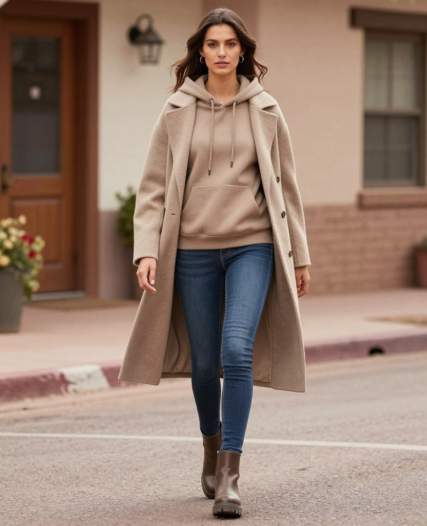 15 Chic November Outfit Ideas for Tucson That Will Turn Heads (#9 is a Game-Changer!) 71 What to Wear in Tucson in November 15 Chic November Outfit Ideas for Tucson That Will Turn Heads (#9 is a Game-Changer!) - 11. Trendy Layers: Hoodie under a Longline Coat 1