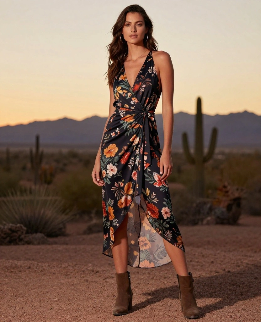15 Chic November Outfit Ideas for Tucson That Will Turn Heads (#9 is a Game-Changer!) 78 What to Wear in Tucson in November 15 Chic November Outfit Ideas for Tucson That Will Turn Heads (#9 is a Game-Changer!) - 12. Romantic Flair: Wrap Dress with Ankle Boots 1
