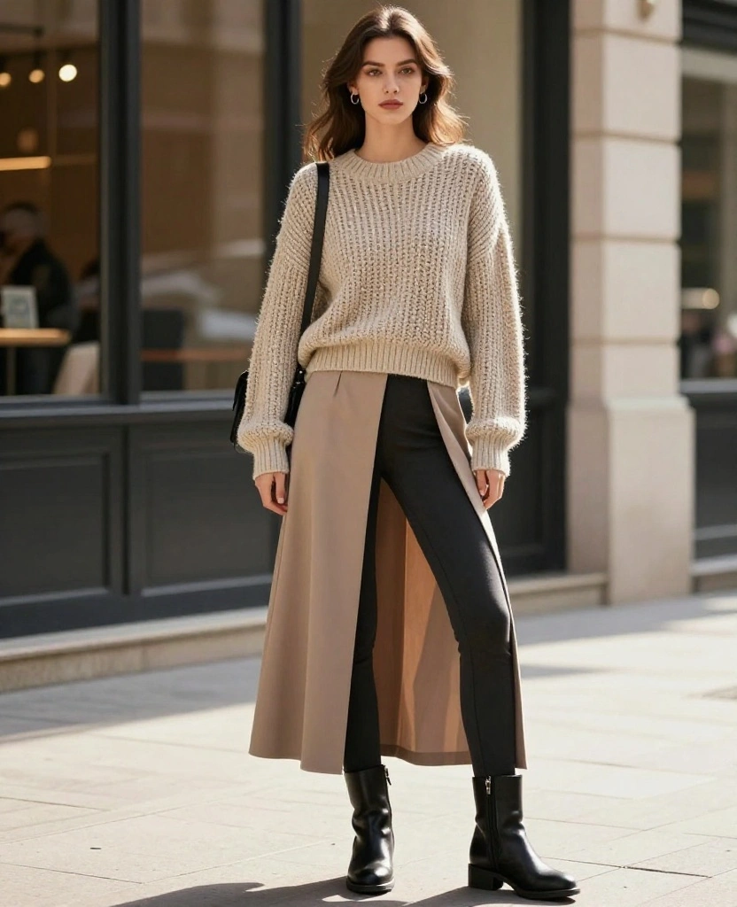 15 Chic Skirt and Leggings Combos for Easy Packing (Goodbye, Outfit Stress!) 83 skirt and leggings outfits for women 15 Chic Skirt and Leggings Combos for Easy Packing (Goodbye, Outfit Stress!) - 13. Chic Layered Look: Skirt and Leggings 1