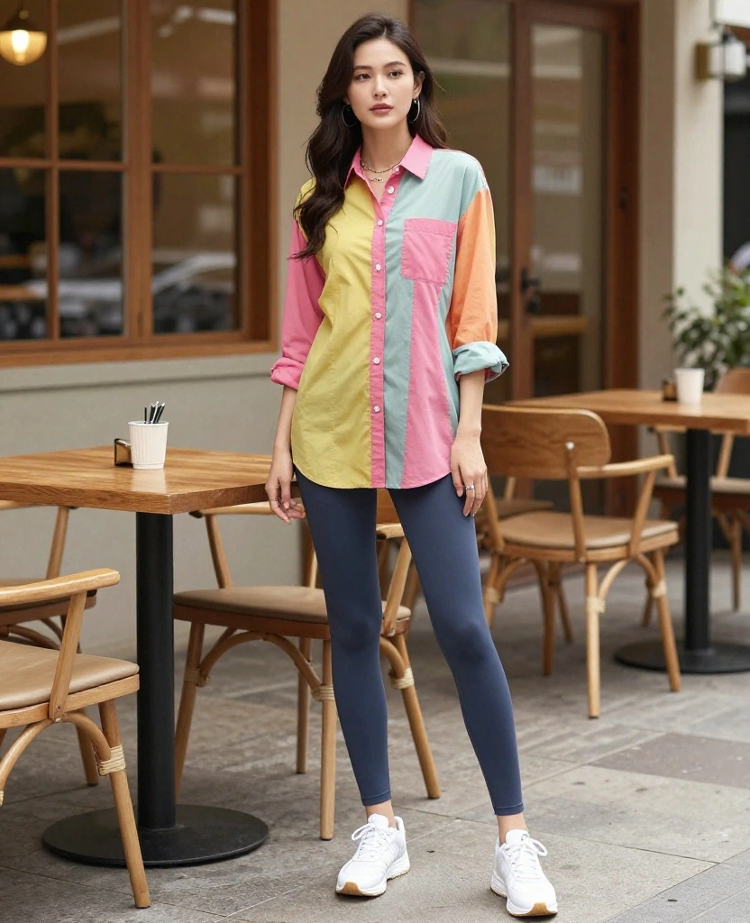 15 Chic Skirt and Leggings Combos for Easy Packing (Goodbye, Outfit Stress!) 90 skirt and leggings outfits for women 15 Chic Skirt and Leggings Combos for Easy Packing (Goodbye, Outfit Stress!) - 14. Smart Casual: Shirt Dress with Leggings 1