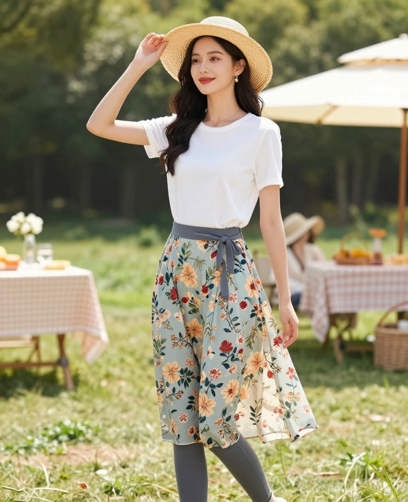 15 Chic Skirt and Leggings Combos for Easy Packing (Goodbye, Outfit Stress!) 32 skirt and leggings outfits for women 15 Chic Skirt and Leggings Combos for Easy Packing (Goodbye, Outfit Stress!) - 6. Floral Prints for a Fresh Look 1