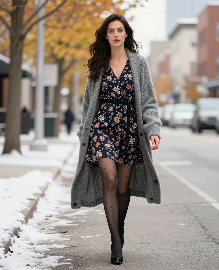 15 Chic Ways to Stay Warm in Minneapolis This November (Tip #3 is a Game-Changer!) 27 what to wear in Minneapolis in November 15 Chic Ways to Stay Warm in Minneapolis This November (Tip #3 is a Game-Changer!) - 5. Layered Dresses with Tights 1