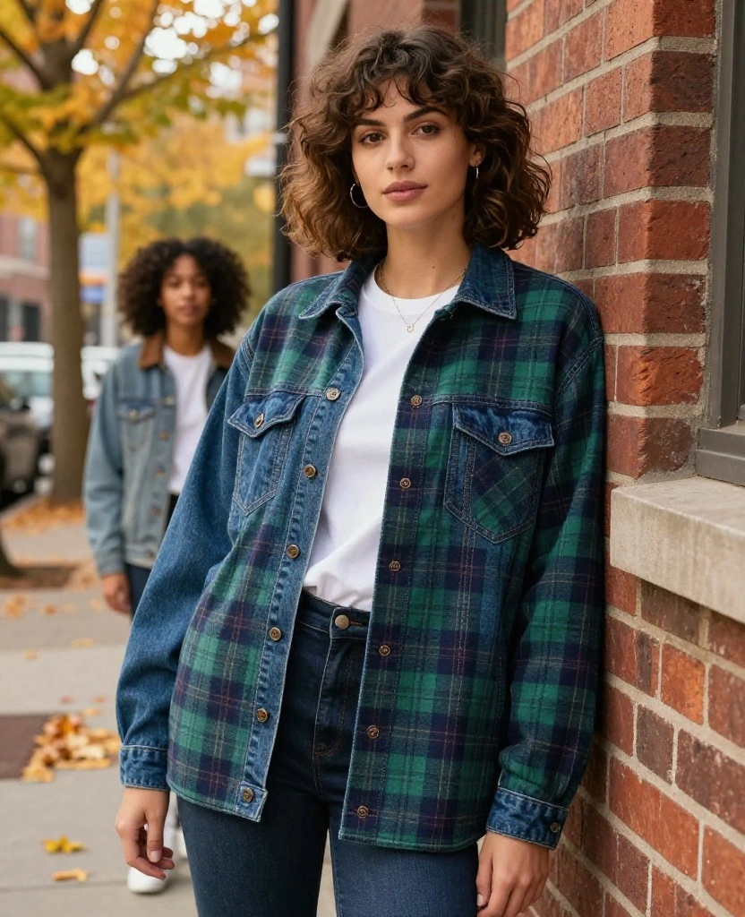 15 Cozy and Comfortable Outfits for November in St. Louis (Perfect for Every Occasion!) 8 what to wear in St. Louis in November 15 Cozy and Comfortable Outfits for November in St. Louis (Perfect for Every Occasion!) - 2. Layered Flannel and Denim Jacket 1