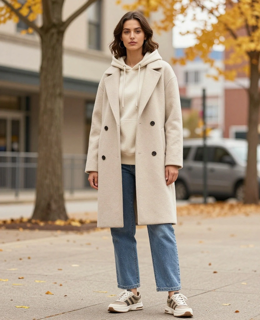 15 Layering Outfits for Detroit in November That Are Both Stylish and Warm! 64 what to wear in Detroit in November 15 Layering Outfits for Detroit in November That Are Both Stylish and Warm! - 10. Hoodie Under a Chic Overcoat 1