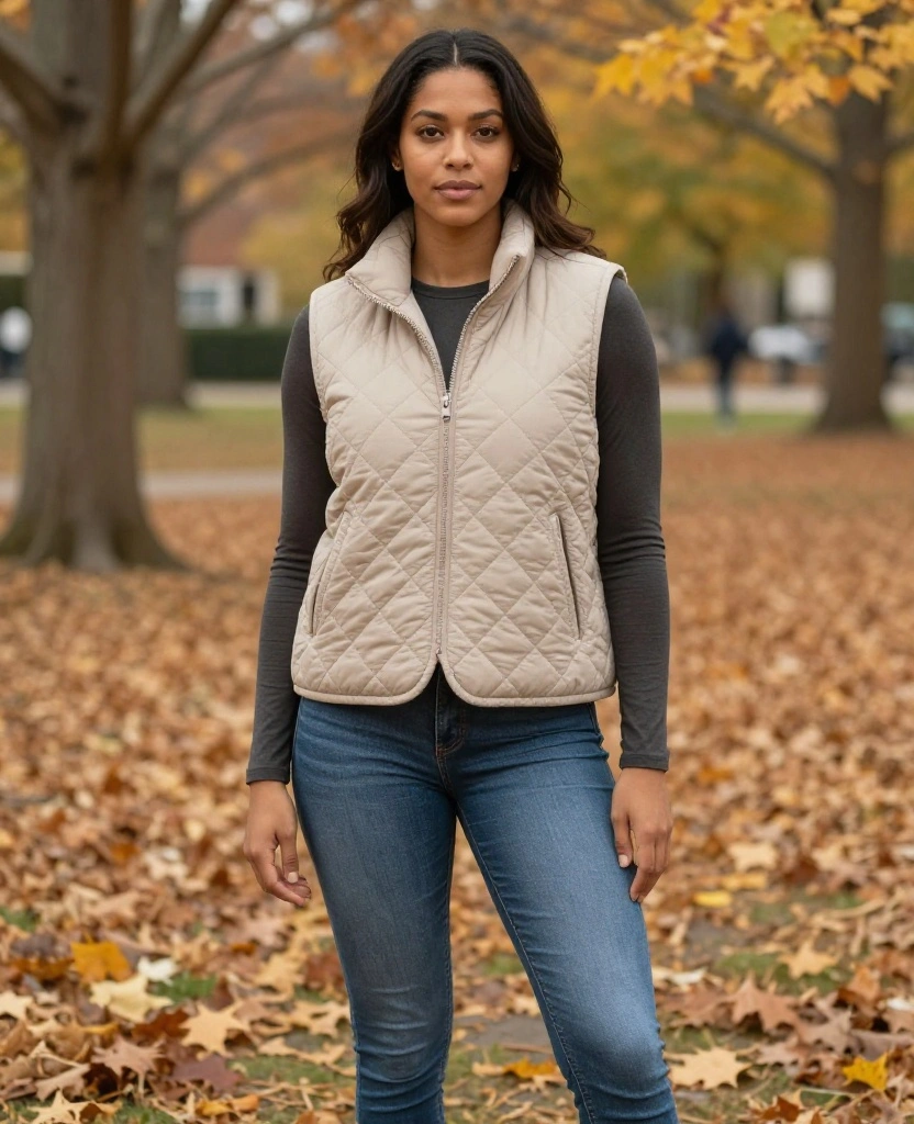 15 Layering Outfits for Detroit in November That Are Both Stylish and Warm! 78 what to wear in Detroit in November 15 Layering Outfits for Detroit in November That Are Both Stylish and Warm! - 12. Stylish Quilted Vest with Long Sleeves 1