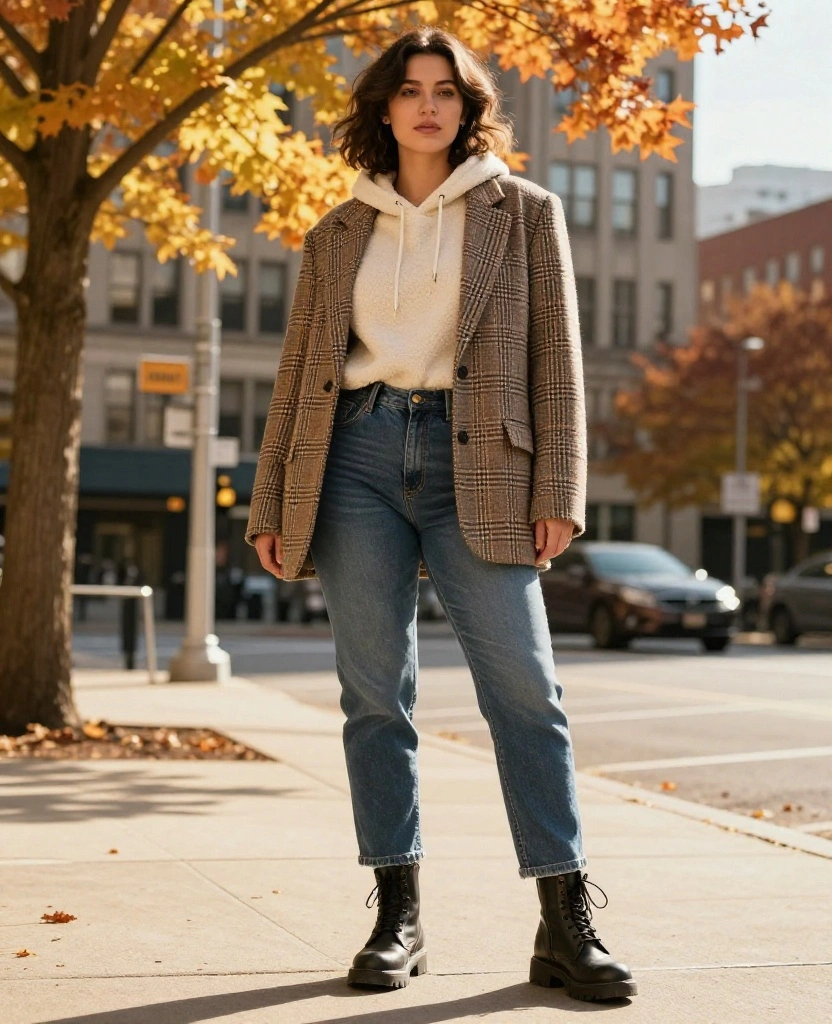 15 Layering Outfits for Detroit in November That Are Both Stylish and Warm! 8 what to wear in Detroit in November 15 Layering Outfits for Detroit in November That Are Both Stylish and Warm! - 2. Oversized Blazer with Fleece Hoodie 1