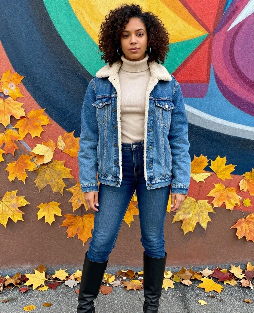 15 Layering Outfits for Detroit in November That Are Both Stylish and Warm! 22 what to wear in Detroit in November 15 Layering Outfits for Detroit in November That Are Both Stylish and Warm! - 4. Denim Jacket with Sherpa Lining 1