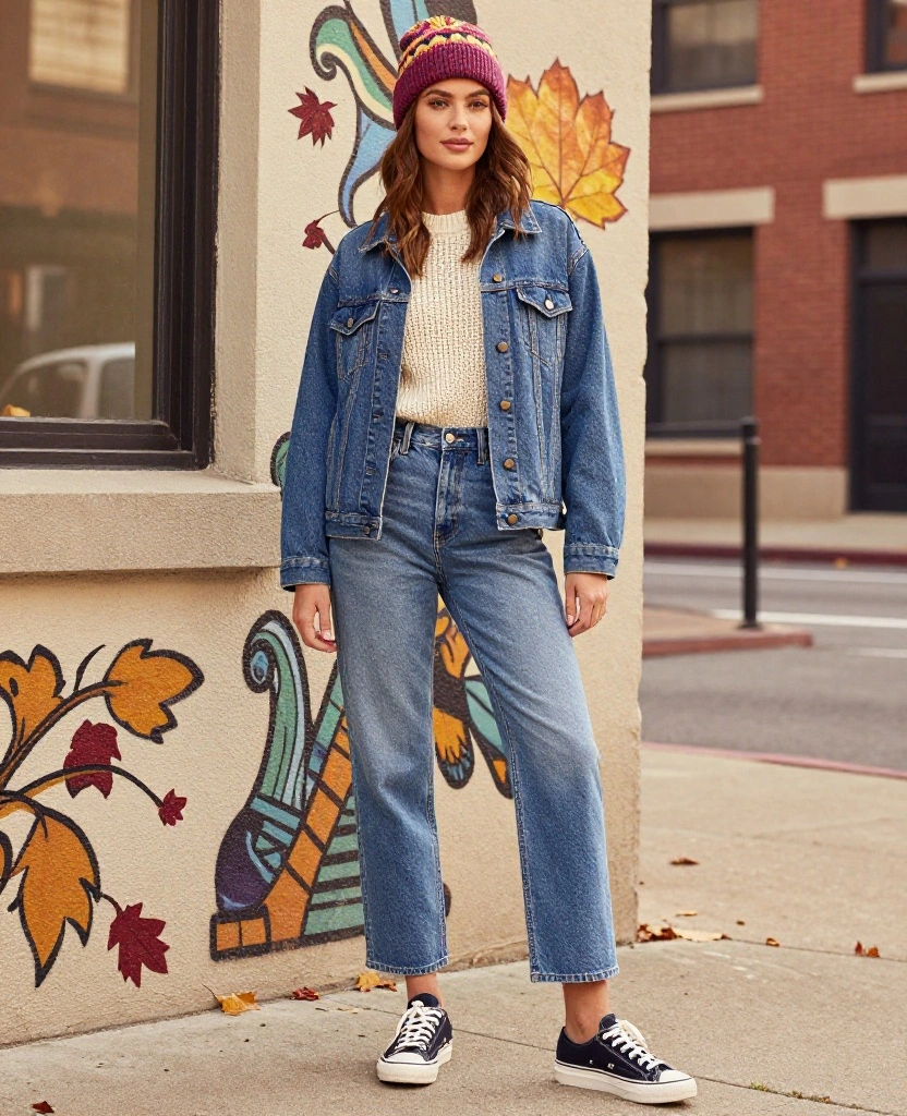 15 Must-Have Kansas City November Outfits That'll Keep You Cozy and Stylish! 22 what to wear in Kansas City in November 15 Must-Have Kansas City November Outfits That'll Keep You Cozy and Stylish! - 4. Denim Jacket Layered Look 1