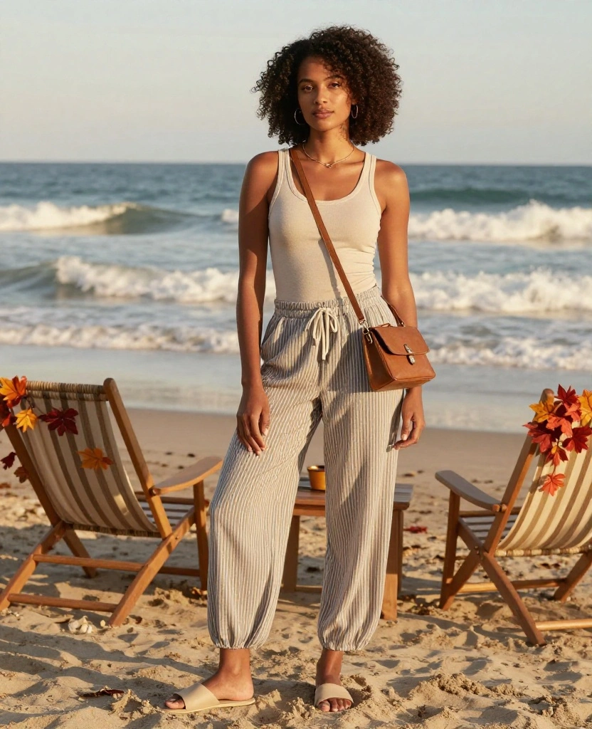 15 Perfect Beach Outfits for Hilton Head Island in November (Get Ready for #9!) 50 What to Wear in Hilton Head Island in November 15 Perfect Beach Outfits for Hilton Head Island in November (Get Ready for #9!) - 8. Casual Tank and Palazzo Pants 1