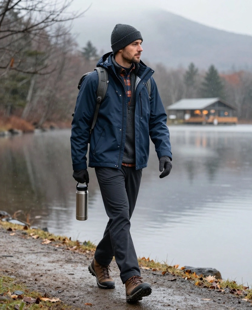 What Men Should Wear in Lake Placid in November: 13 Warm Outfits That Still Look Sharp! 14 what to wear in Lake Placid in November What Men Should Wear in Lake Placid in November: 13 Warm Outfits That Still Look Sharp! - 4. The Fleece Vest, Flannel Shirt, and Waterproof Shell 1