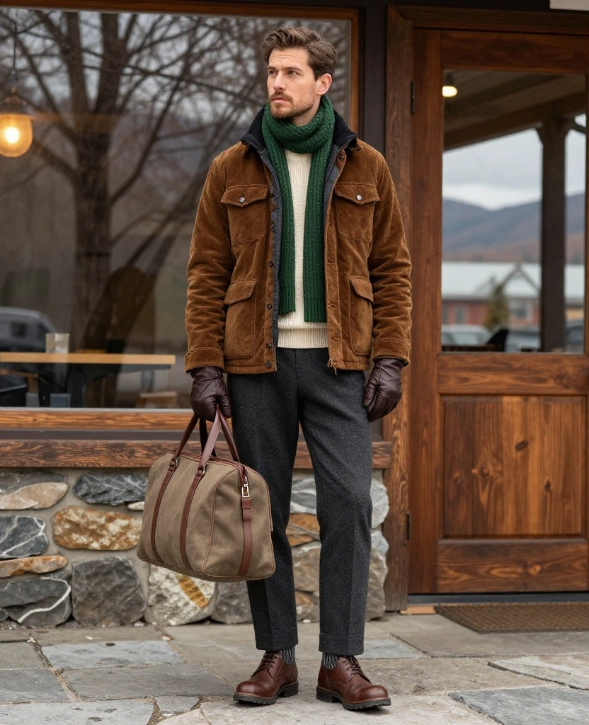 What Men Should Wear in Lake Placid in November: 13 Warm Outfits That Still Look Sharp! 15 what to wear in Lake Placid in November What Men Should Wear in Lake Placid in November: 13 Warm Outfits That Still Look Sharp! - 5. The Corduroy Overshirt with a Thermal and Wool Trousers 1