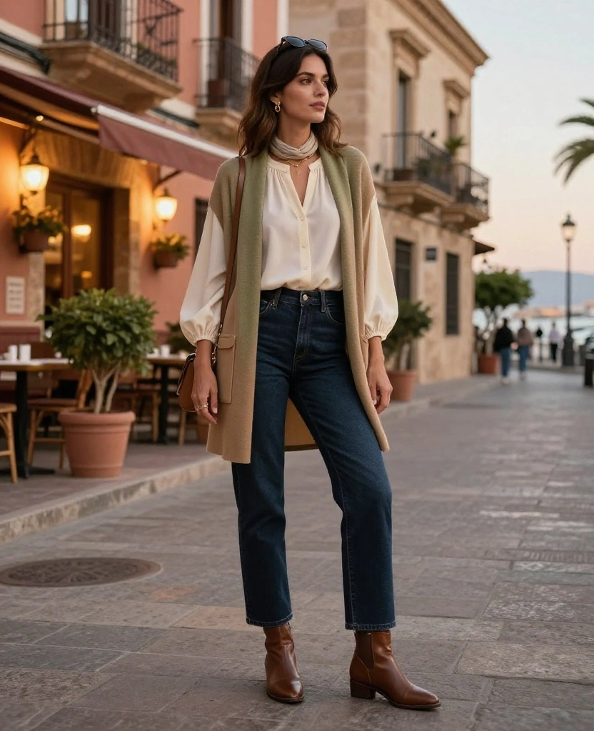 What to Wear in Alicante in November: 15 Chic Outfit Ideas for Sunny Days and Cool Evenings 78 What to Wear in Alicante in November What to Wear in Alicante in November: 15 Chic Outfit Ideas for Sunny Days and Cool Evenings - 12. The Casual Dinner Outfit with Ankle Boots 1