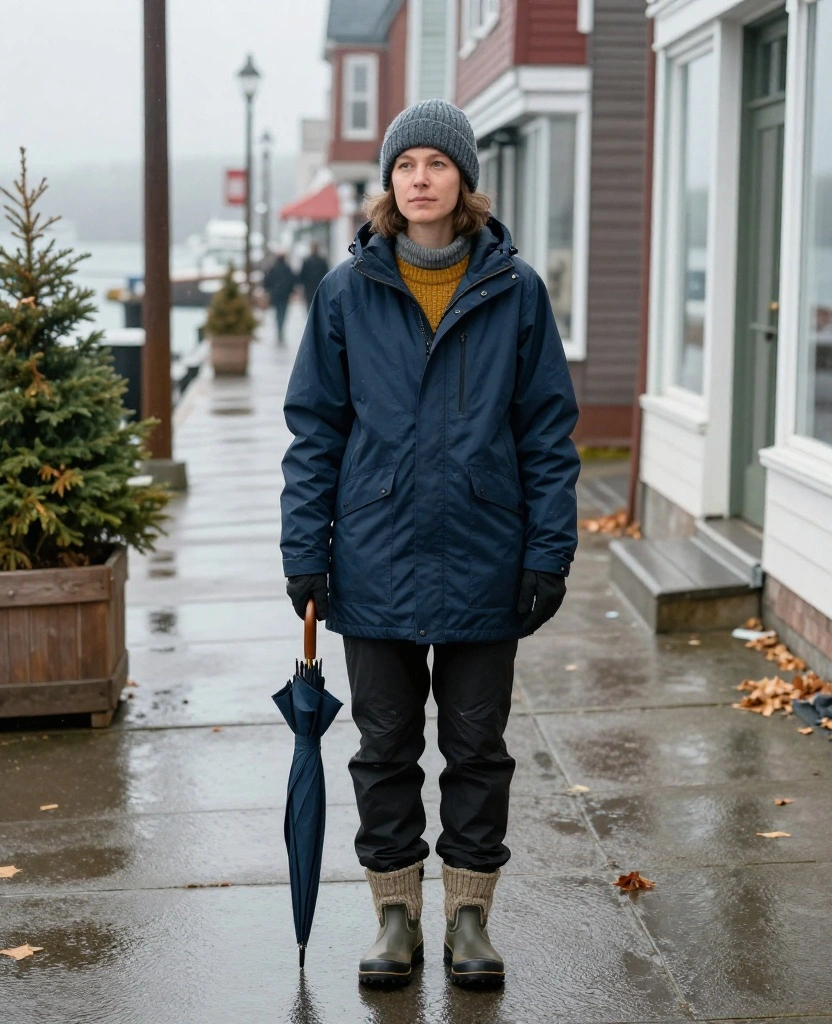What to Wear in Bar Harbor in November: 15 Cozy Travel Outfits You’ll Be Glad You Packed! 50 What to Wear in Bar Harbor in November What to Wear in Bar Harbor in November: 15 Cozy Travel Outfits You’ll Be Glad You Packed! - 12. The Rainy-Day Outfit with a Hooded Shell and Umbrella 1
