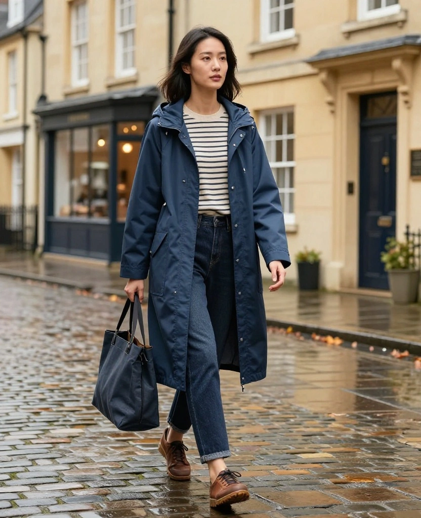 What to Wear in Bath in November: 15 Chic City Break Outfits That Beat the Rain (and Look Amazing in Photos!) 22 What to Wear in Bath in November What to Wear in Bath in November: 15 Chic City Break Outfits That Beat the Rain (and Look Amazing in Photos!) - 4. The Tonal Raincoat and Straight-Leg Denim Weekend Look 1