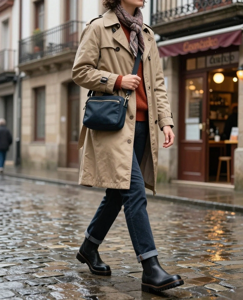 What to Wear in Bilbao in November When It Rains: 12 Stylish Looks You’ll Actually Want to Copy! 1 What to Wear in Bilbao in November What to Wear in Bilbao in November When It Rains: 12 Stylish Looks You’ll Actually Want to Copy! - 1. The Classic Waterproof Trench, Merino Sweater, and Straight-Leg Jeans 1
