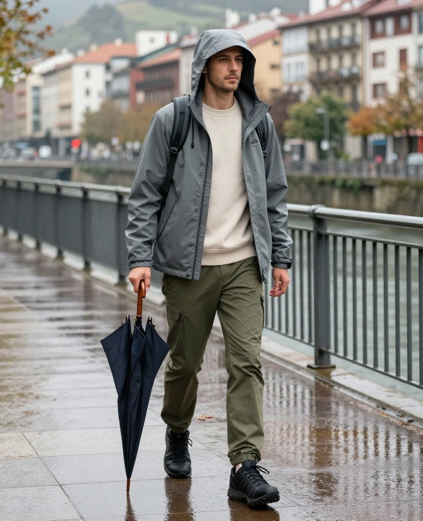 What to Wear in Bilbao in November When It Rains: 12 Stylish Looks You’ll Actually Want to Copy! 64 What to Wear in Bilbao in November What to Wear in Bilbao in November When It Rains: 12 Stylish Looks You’ll Actually Want to Copy! - 10. The Relaxed Utility Look with a Hooded Shell 1