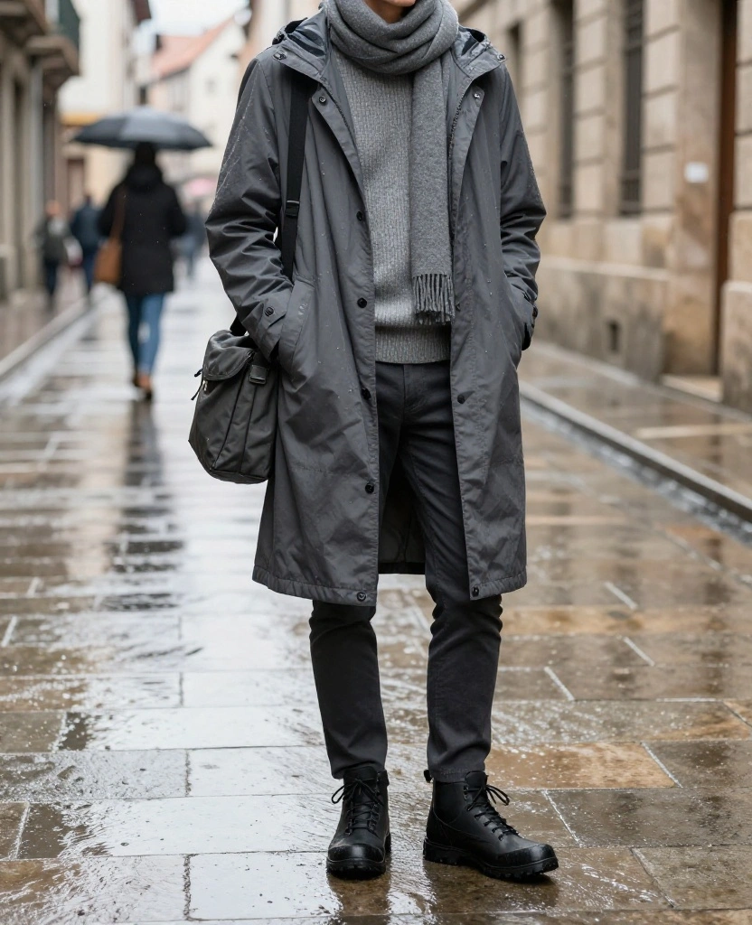 What to Wear in Bilbao in November When It Rains: 12 Stylish Looks You’ll Actually Want to Copy! 22 What to Wear in Bilbao in November What to Wear in Bilbao in November When It Rains: 12 Stylish Looks You’ll Actually Want to Copy! - 4. The Soft Charcoal Monochrome Look 1