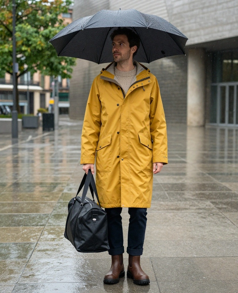 What to Wear in Bilbao in November When It Rains: 12 Stylish Looks You’ll Actually Want to Copy! 29 What to Wear in Bilbao in November What to Wear in Bilbao in November When It Rains: 12 Stylish Looks You’ll Actually Want to Copy! - 5. A Color-Pop Raincoat with Calm Neutral Layers 1