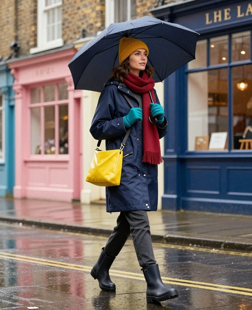 What to Wear in Cardiff in November: 15 Chic Rainy-Day Outfits That Keep You Cozy and Dry 80 What to Wear in Cardiff in November What to Wear in Cardiff in November: 15 Chic Rainy-Day Outfits That Keep You Cozy and Dry - 12. Bright Accessories over a Neutral Waterproof Base 1