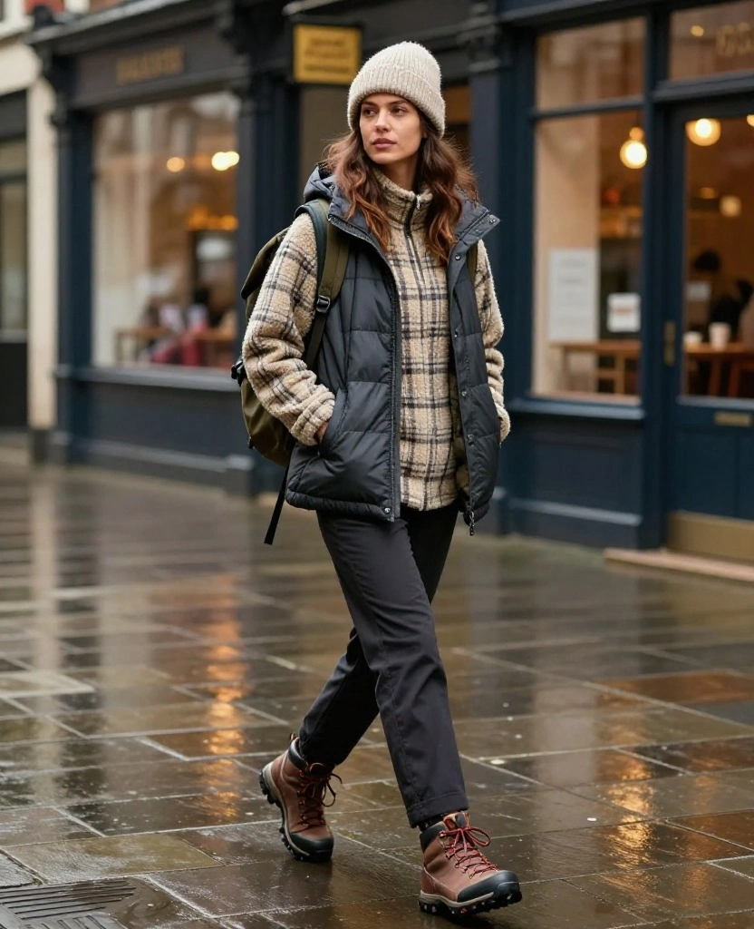 What to Wear in Cardiff in November: 15 Chic Rainy-Day Outfits That Keep You Cozy and Dry 96 What to Wear in Cardiff in November What to Wear in Cardiff in November: 15 Chic Rainy-Day Outfits That Keep You Cozy and Dry - 14. The Layered Shirt, Fleece, and Waterproof Gilet Combination 1