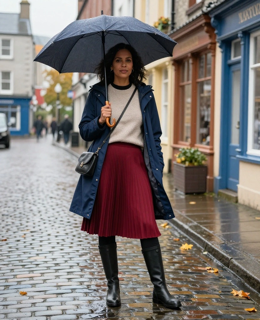 What to Wear in Cork in November: 15 Stylish Outfit Ideas That Beat Rain, Wind, and Chilly Days 22 What to Wear in Cork in November What to Wear in Cork in November: 15 Stylish Outfit Ideas That Beat Rain, Wind, and Chilly Days - 4. Merino Layers with a Midi Skirt and Warm Tights 1