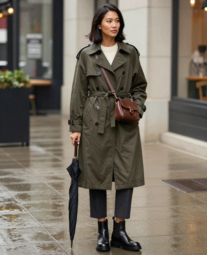 What to Wear in Dallas in December: 15 Chic Layering Ideas for Unpredictable Winter Weather 60 What to Wear in Dallas in December What to Wear in Dallas in December: 15 Chic Layering Ideas for Unpredictable Winter Weather - 10. A Rain-Ready Coat with Polished Waterproof Boots 1