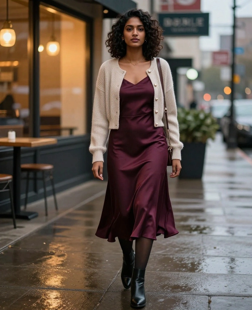 What to Wear in Dallas in December: 15 Chic Layering Ideas for Unpredictable Winter Weather 50 What to Wear in Dallas in December What to Wear in Dallas in December: 15 Chic Layering Ideas for Unpredictable Winter Weather - 8. Cardigan Over a Slip Dress with Boots 1