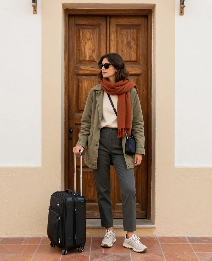 What to Wear in Granada in November: 15 Stylish Outfit Ideas That Beat the Chilly Mornings and Warm Afternoons! 97 What to Wear in Granada in November What to Wear in Granada in November: 15 Stylish Outfit Ideas That Beat the Chilly Mornings and Warm Afternoons! - 15. The Comfortable Journey-Day Outfit 1