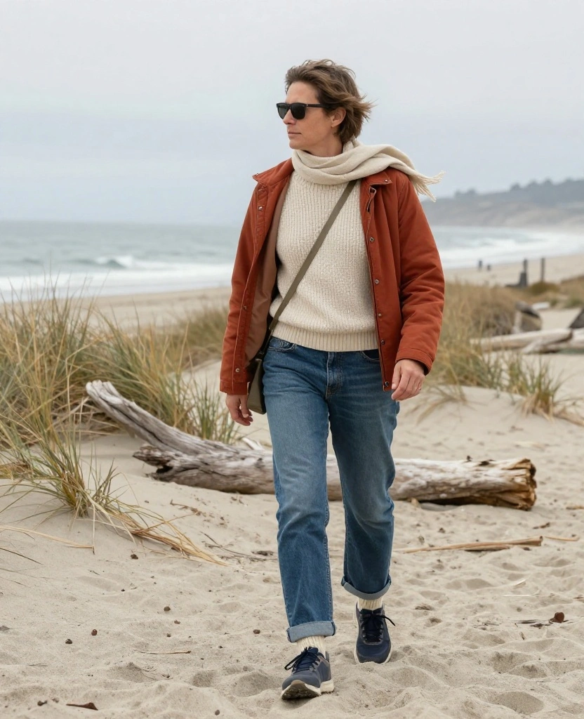 What to Wear in Monterey Bay in November: 15 Outfit Ideas You’ll Be Glad You Packed! 17 what to wear in Monterey Bay in November What to Wear in Monterey Bay in November: 15 Outfit Ideas You’ll Be Glad You Packed! - 5. Beach Walk Layers: Cozy Knitwear with Weather-Ready Sneakers 1