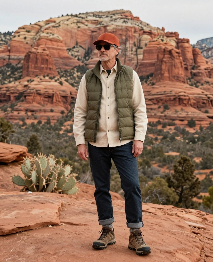 What to Wear in Sedona in December: 15 Must-Pack Winter Outfits for Red-Rock Adventures 52 What to Wear in Sedona in December What to Wear in Sedona in December: 15 Must-Pack Winter Outfits for Red-Rock Adventures - 8. The Insulated Vest and Button-Down Shirt for Mild Days 1