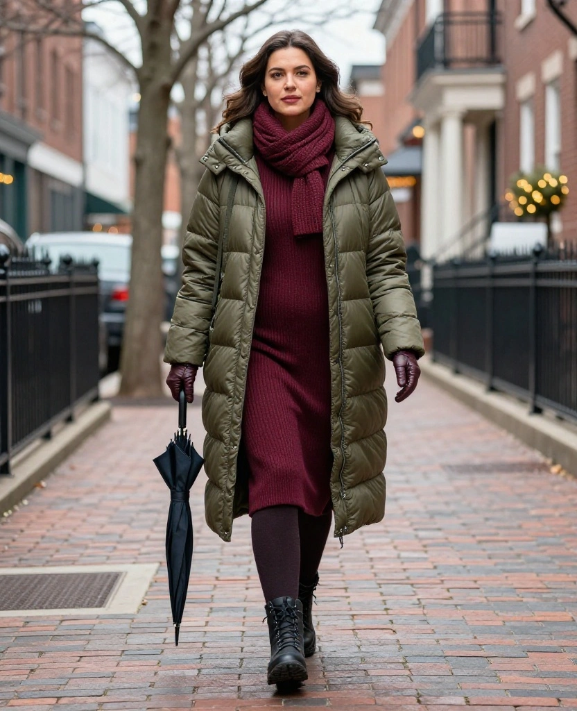 What to Wear in Washington, D.C. in December: 15 Chic Winter Outfits That Keep You Warm While Sightseeing 8 What to Wear in Washington D.C in December What to Wear in Washington, D.C. in December: 15 Chic Winter Outfits That Keep You Warm While Sightseeing - 2. The Insulated Puffer and Sweater Dress 1